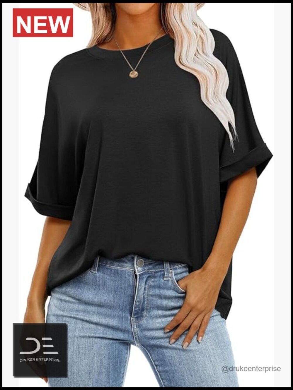 Oversized Crewneck Short Sleeve T-Shirt Tunic Top